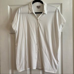 SzM J.Jill white collared button capsleeve blouse🤍💎